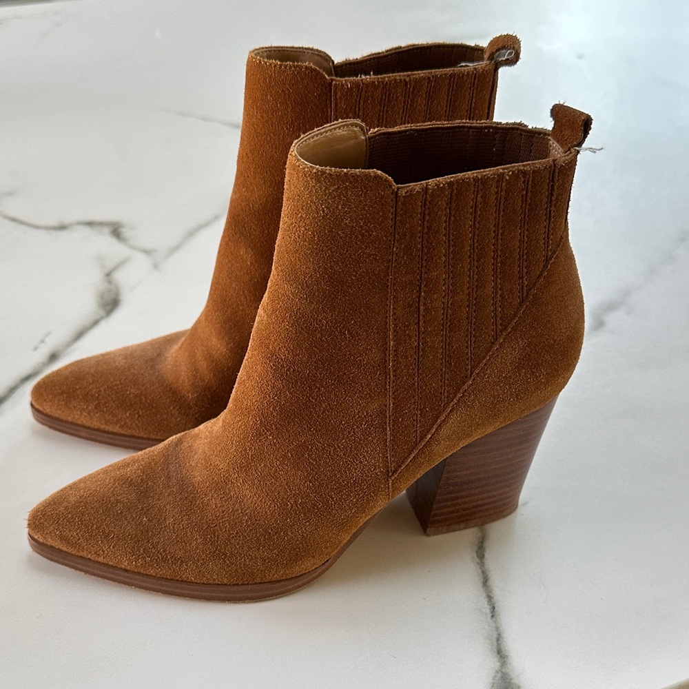 Marc Fisher Tan Suede Ankle Boots (Alva style)